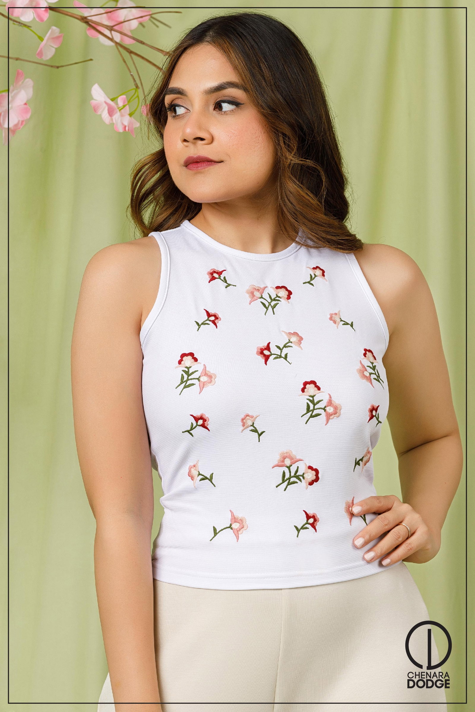 Alli Embroidered Top Ecru